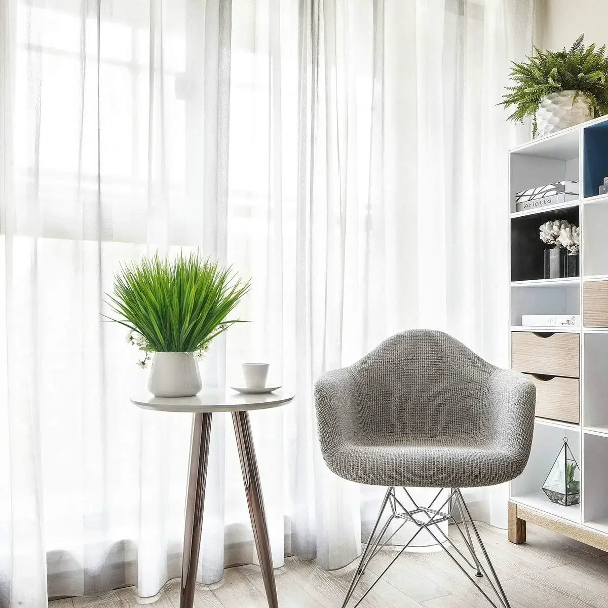 6 PCS Artificial Plants Outdoor Greenery Faux Plastic Wheat Grass Bushes Green Verandah Office Wedding Decor UV Resistant Plant