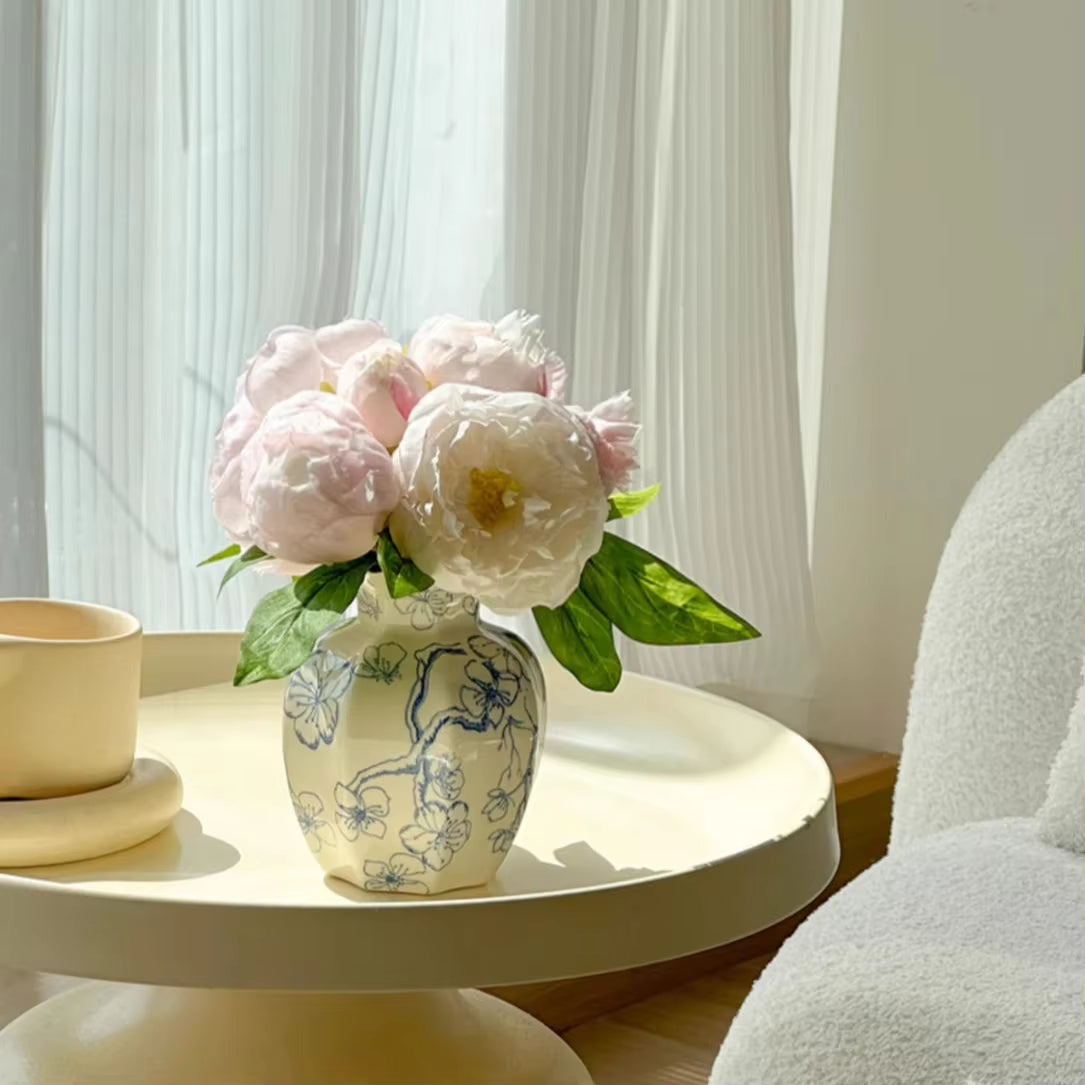 Vintage Ceramic Vase Blue and White Procelain Flower Pot Hand-Painted Vase for Flowers Home Decor Balcony Living Room Decoration