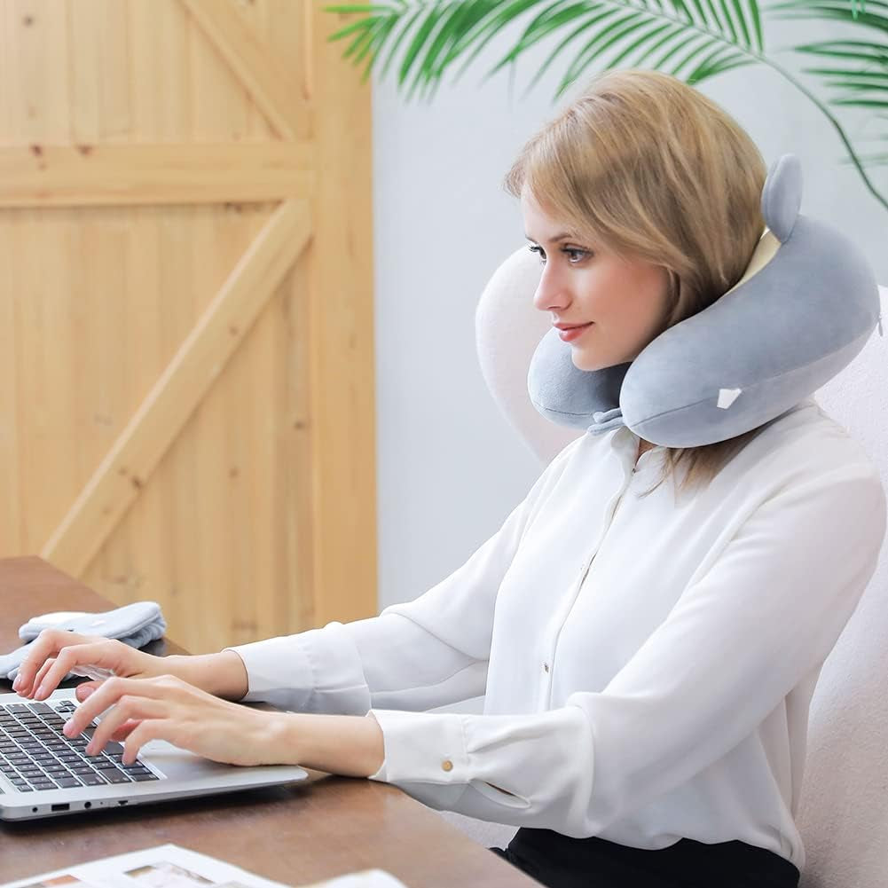 Travel Pillow, Memory Foam Neck Pillow with 360-Degree Head Support Comfortable Airplane Pillow with Storage Bag Lightweight Traveling Pillow for Sleeping, Car, Train, Bus and Home Use (Koala)