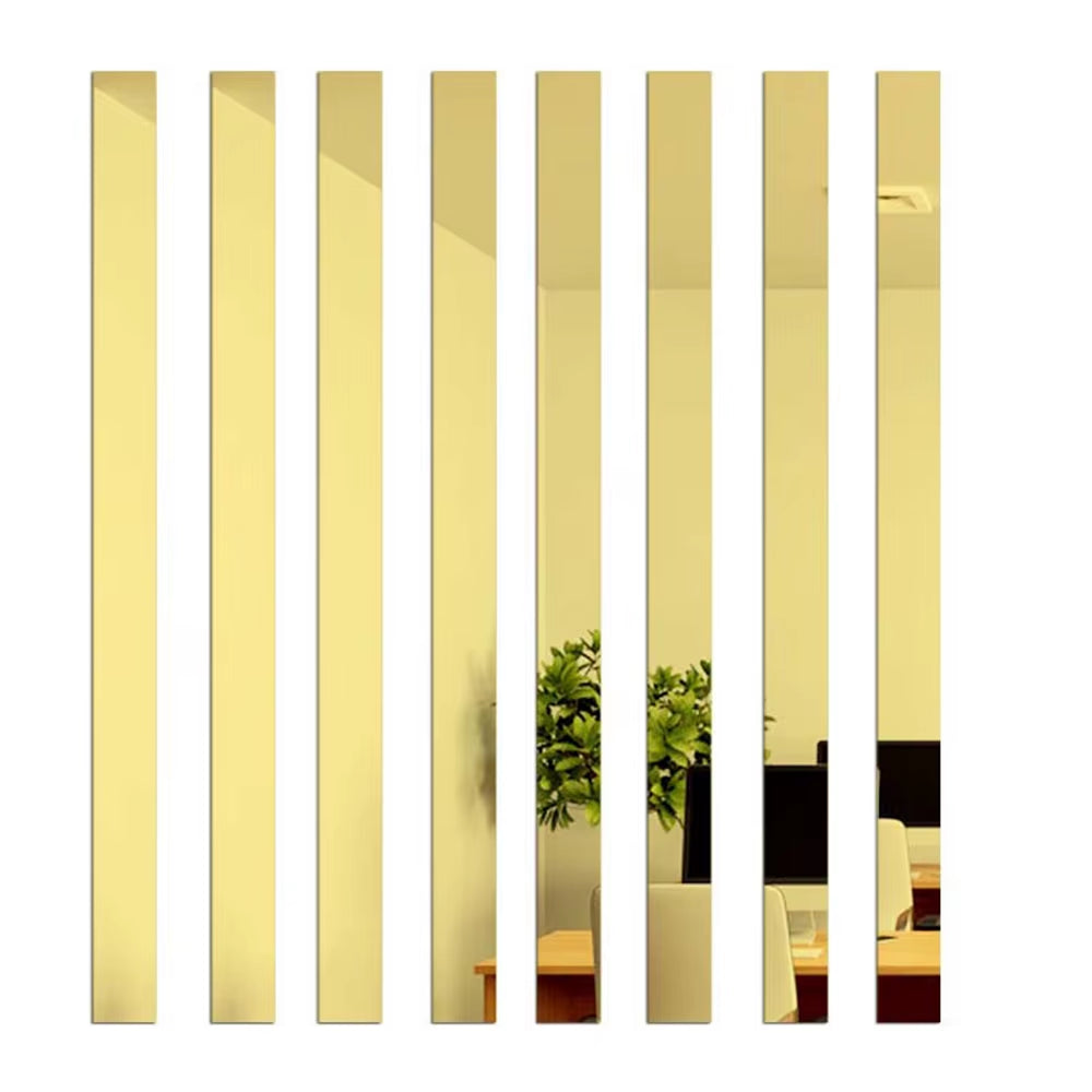 3D Strips Mirror Wall Sticker DIY Mirror Decor Stickers Home Decor Waist Line Ceiling TV Background Art Wall Decoration Stickers