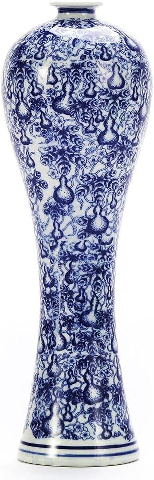 13" China Ceramic Vase Blue and White Porcelain Chinese Handmade Decorative Flower Vase for Living Room, Home Decor, Office, Table Centerpiece
