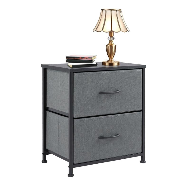 Nightstand with 2 Fabric Drawers, Small Dresser, Side Table, End Table, Bedside Table, Night Stands, Bedroom Furniture