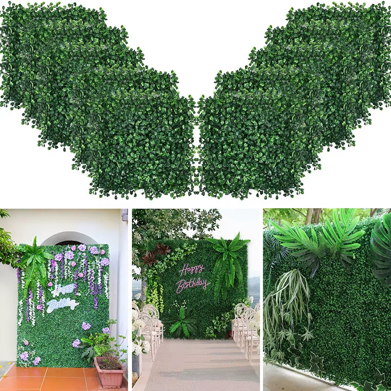 25Cm Artificial Plant Lawn Fake Grass Carpet Backdrop Wall Hanging Eucalyptus Leaf Mat Vegetation for Home Garden Wedding Decor