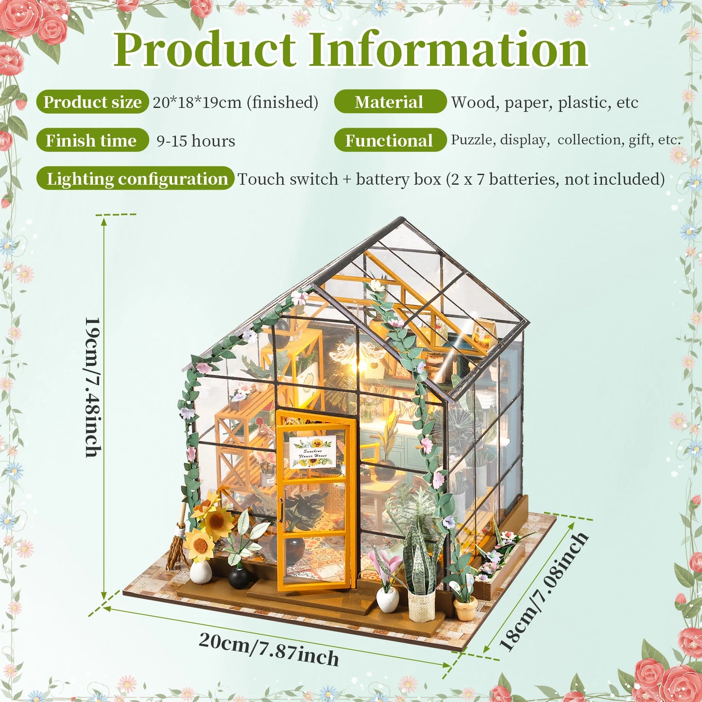 DIY Miniature Garden House Kit with LED Light and Accessories