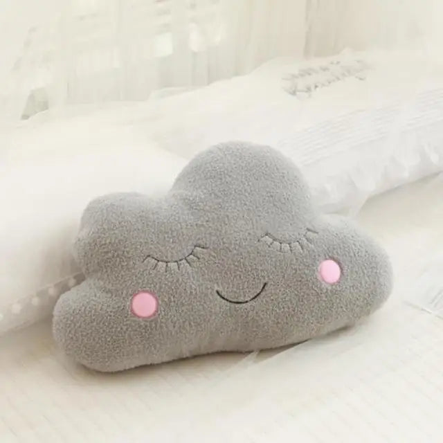 Set of kawaii cloud, moon, star, and raindrop plush pillows made from soft PP cotton