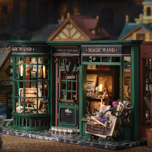 Magic Shop DIY Wooden Dollhouse Miniature Kit – Craft Hobby Collectible