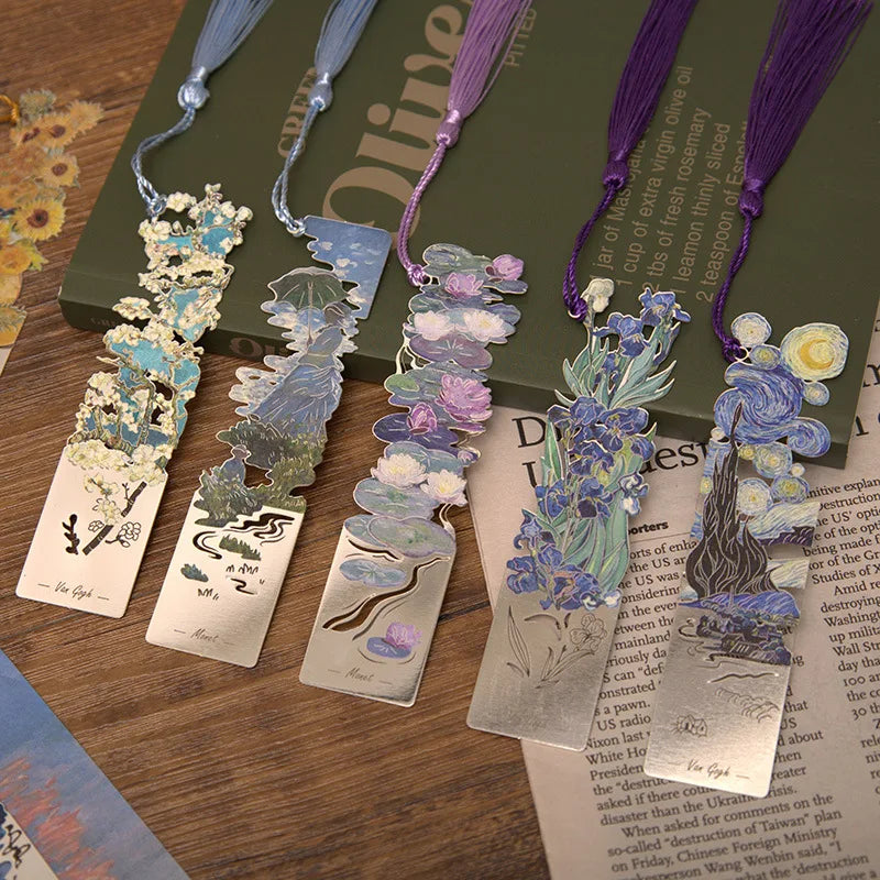 Floral Painting Metal Bookmark Hollowed Brass Book Clip