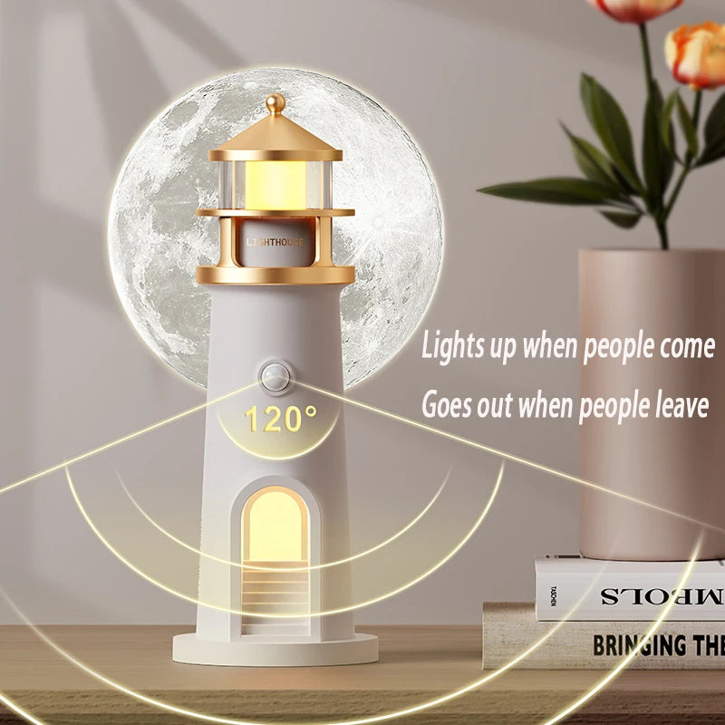 Floating Moon Lamp Projection Lighthouse Lamp – Magnetic Levitating Night Light Home Décor