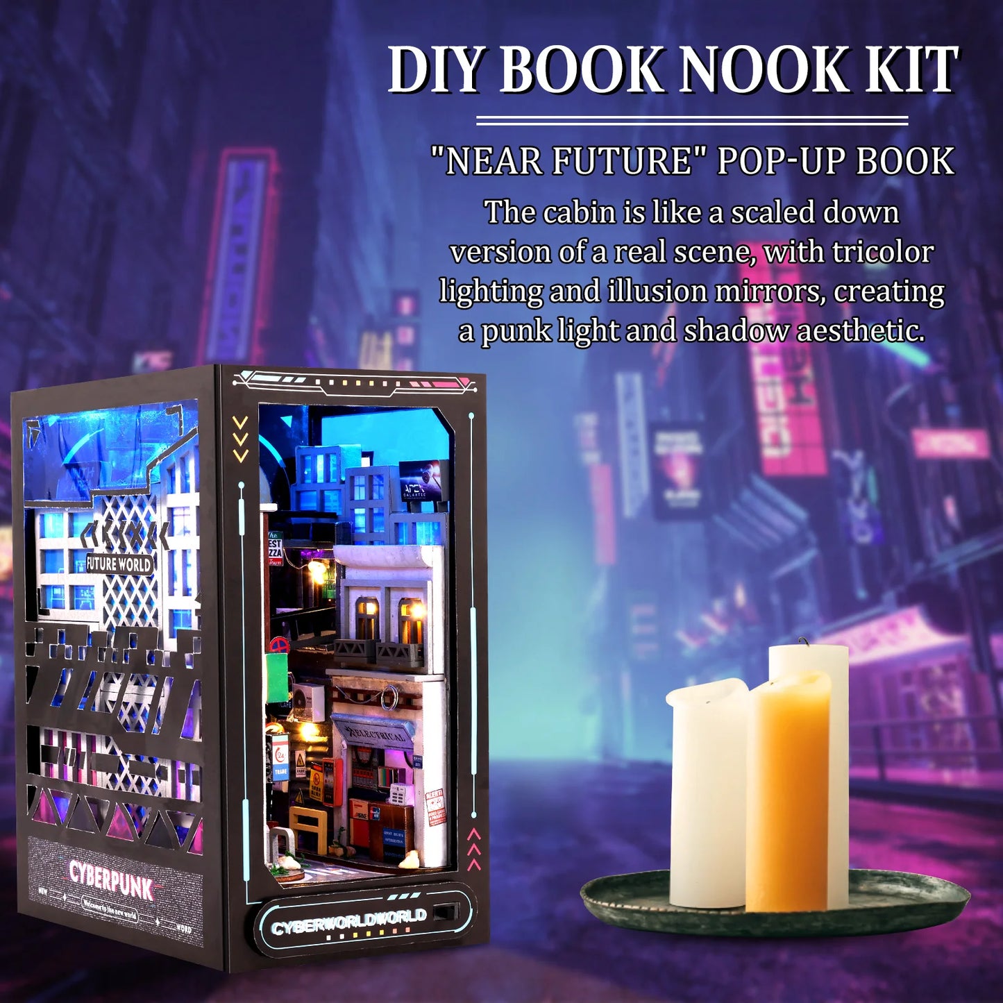 DIY 3D Book Nook Kit Mini Dollhouse with LED Light