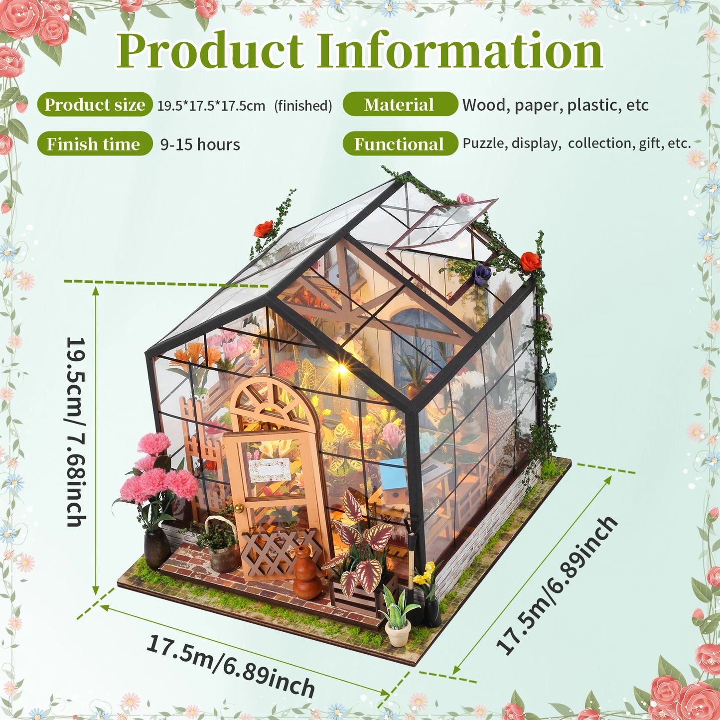 DIY Miniature Garden House Kit with LED Light and Accessories