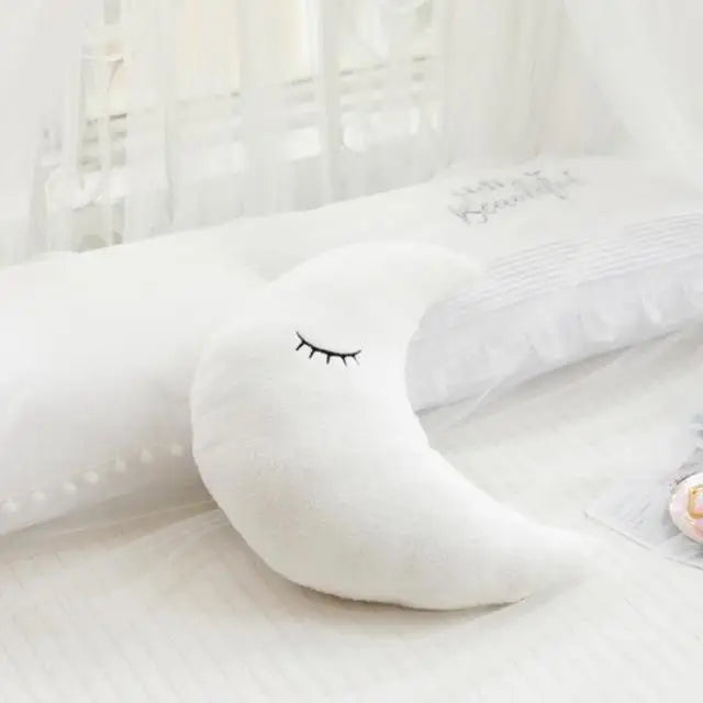 Set of kawaii cloud, moon, star, and raindrop plush pillows made from soft PP cotton