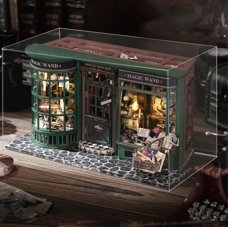 Magic Shop DIY Wooden Dollhouse Miniature Kit – Craft Hobby Collectible
