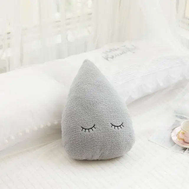 Set of kawaii cloud, moon, star, and raindrop plush pillows made from soft PP cotton