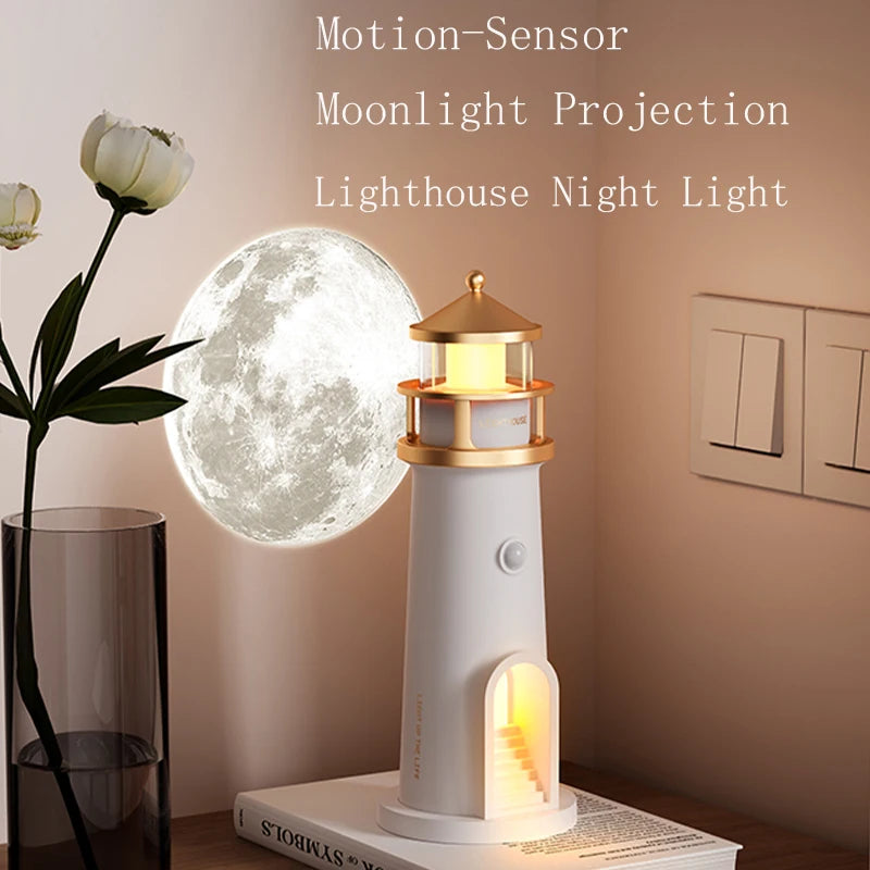 Floating Moon Lamp Projection Lighthouse Lamp – Magnetic Levitating Night Light Home Décor