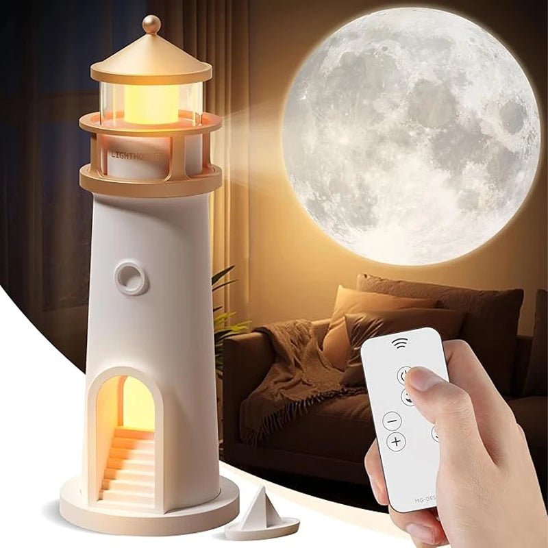 Floating Moon Lamp Projection Lighthouse Lamp – Magnetic Levitating Night Light Home Décor