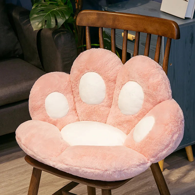 Plush cat paw chair cushion with soft padded design for cozy seating 