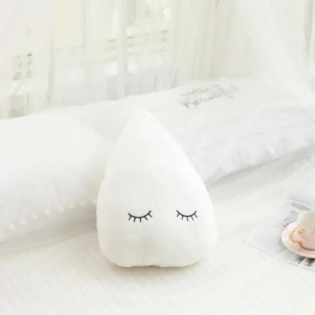 Set of kawaii cloud, moon, star, and raindrop plush pillows made from soft PP cotton
