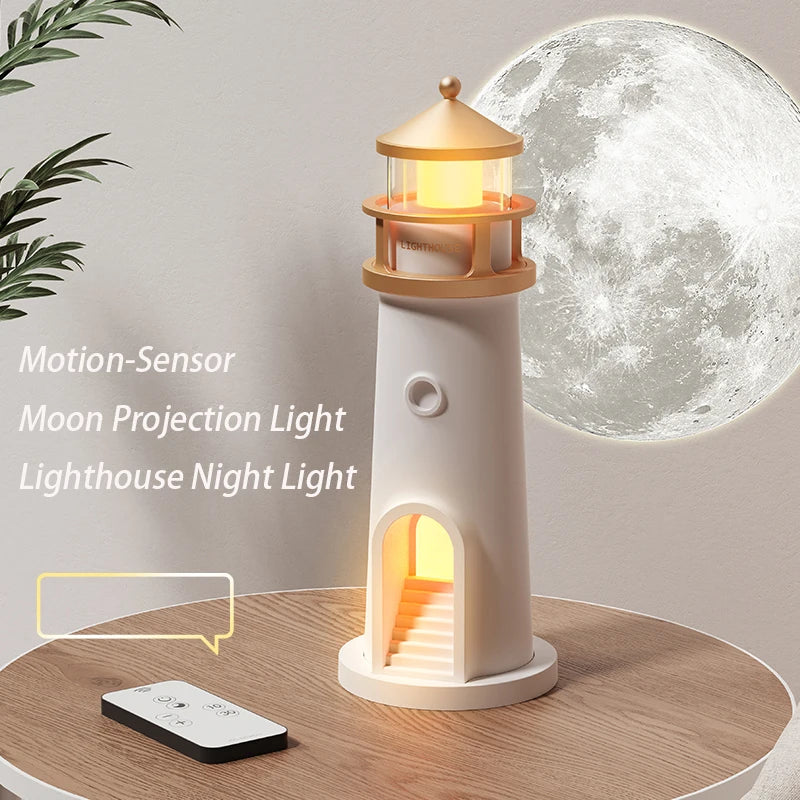 Floating Moon Lamp Projection Lighthouse Lamp – Magnetic Levitating Night Light Home Décor