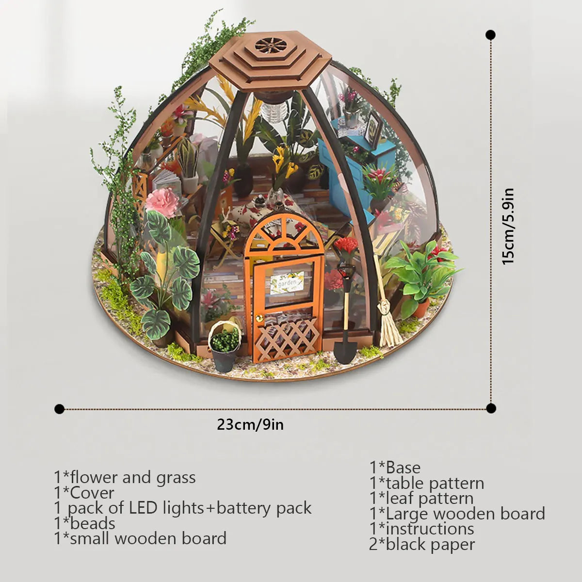 DIY Miniature Garden House Kit with LED Light and Accessories