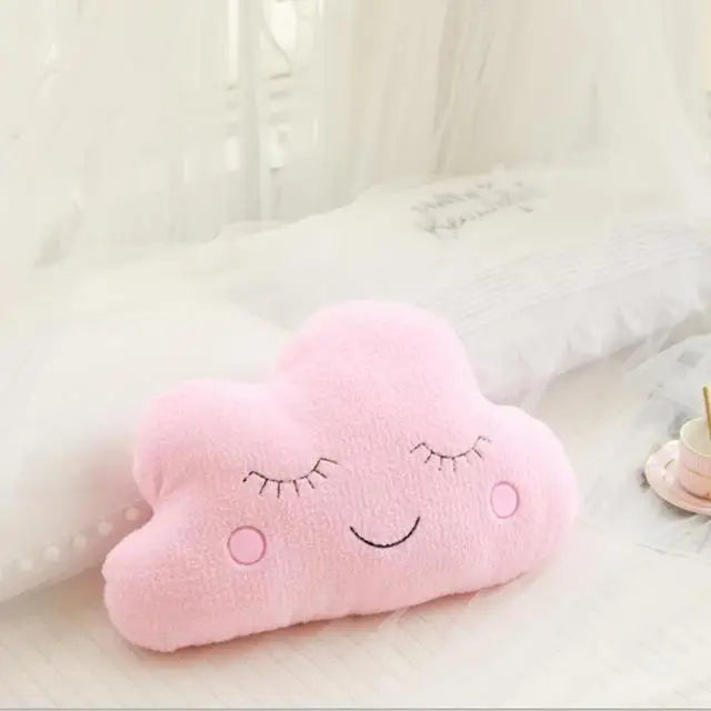 Set of kawaii cloud, moon, star, and raindrop plush pillows made from soft PP cotton
