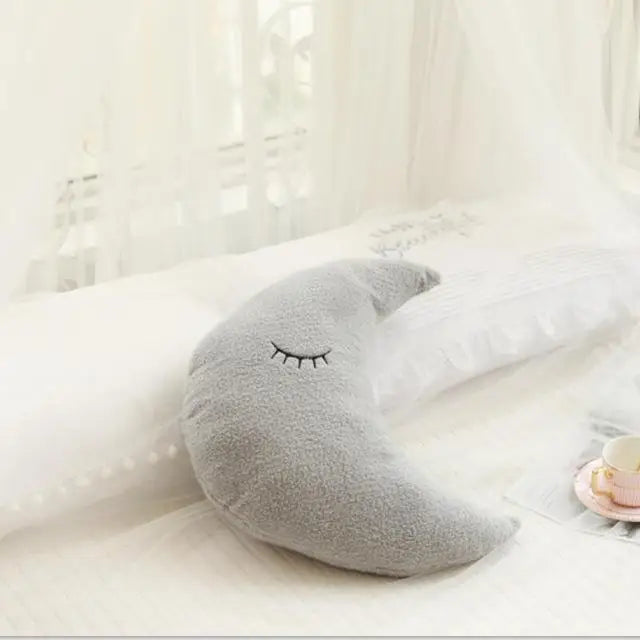 Set of kawaii cloud, moon, star, and raindrop plush pillows made from soft PP cotton