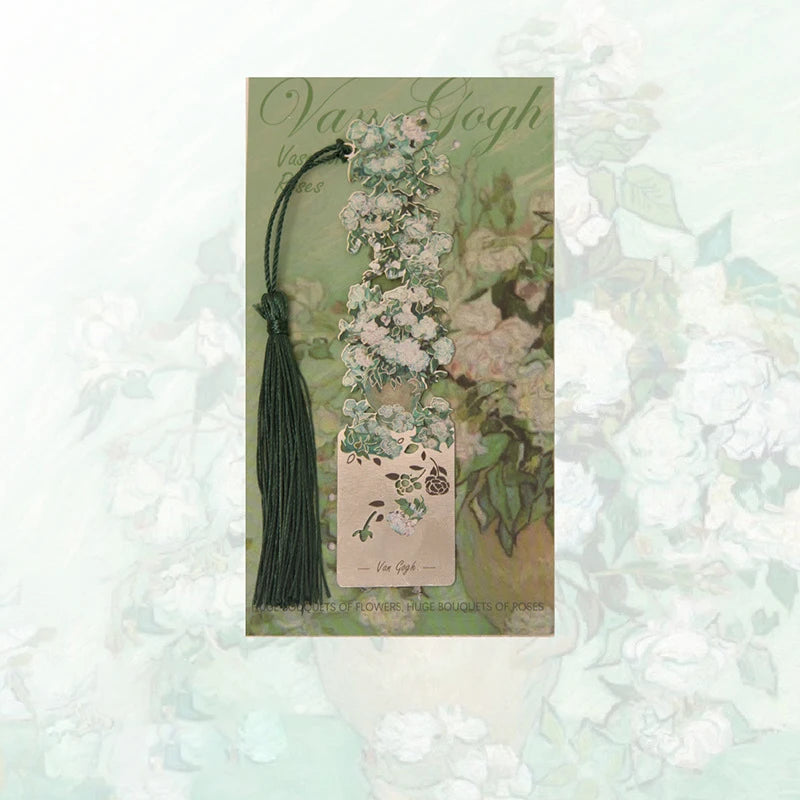 Floral Painting Metal Bookmark Hollowed Brass Book Clip