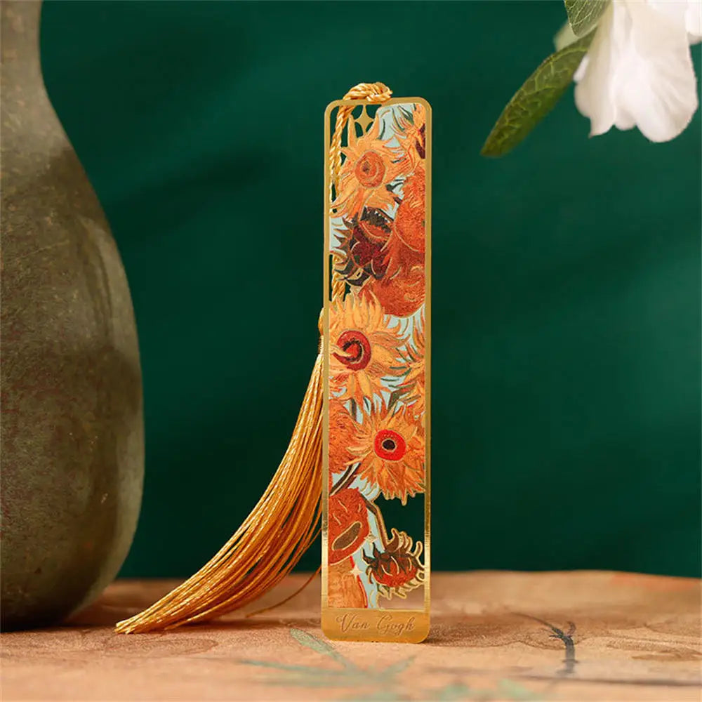 Floral Painting Metal Bookmark Hollowed Brass Book Clip