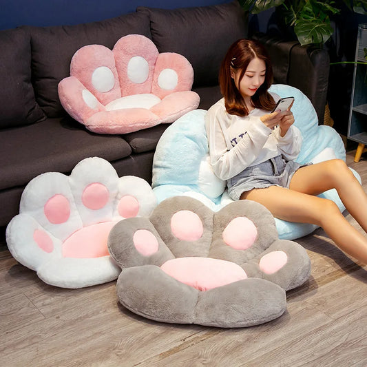 Plush cat paw chair cushion with soft padded design for cozy seating 
