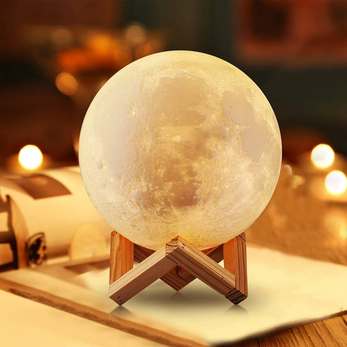 8CM Moon Lamp LED Night Light – Mini 3D Lunar Lamp with Warm Glow