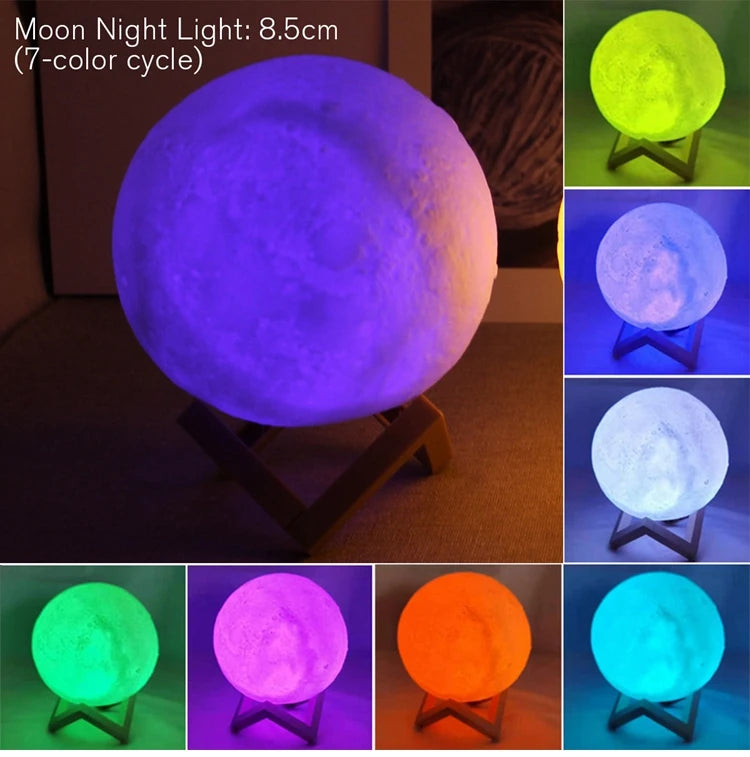 8CM Moon Lamp LED Night Light – Mini 3D Lunar Lamp with Warm Glow
