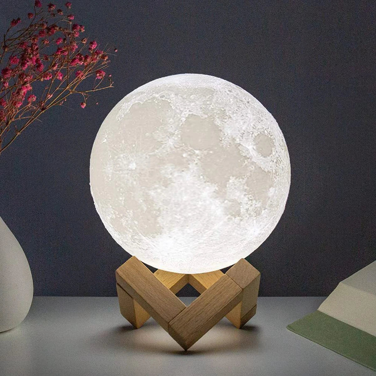 8CM Moon Lamp LED Night Light – Mini 3D Lunar Lamp with Warm Glow