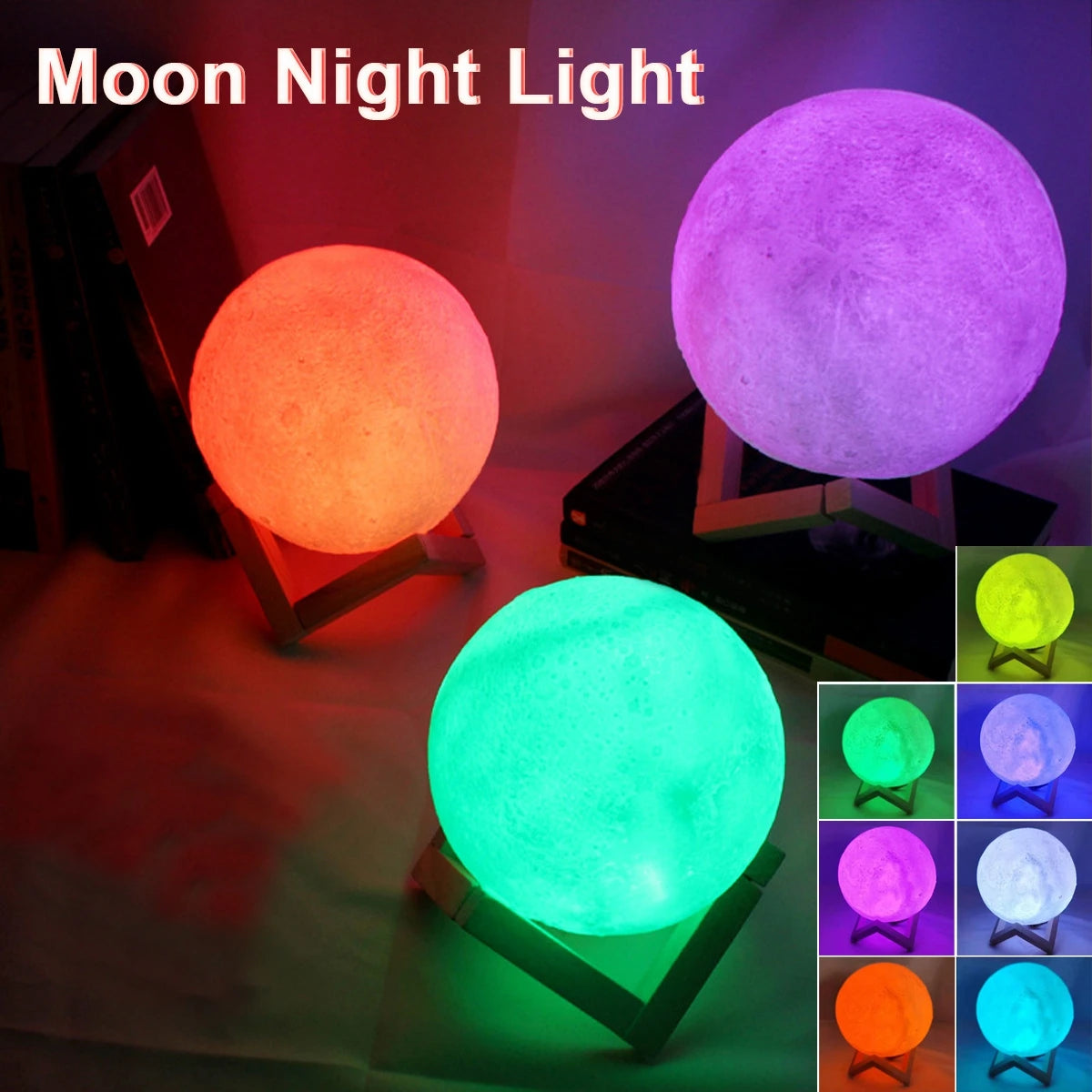 8CM Moon Lamp LED Night Light – Mini 3D Lunar Lamp with Warm Glow