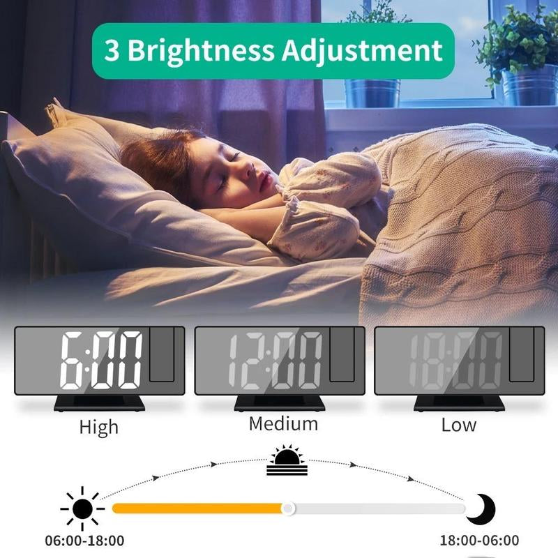180° Arm Projection Alarm Clock, 1 Count USB Plug-In Digital Alarm Clock, Snooze Table Clock, 12/24H Projector Led Clock, Digital Clock, Home Decor