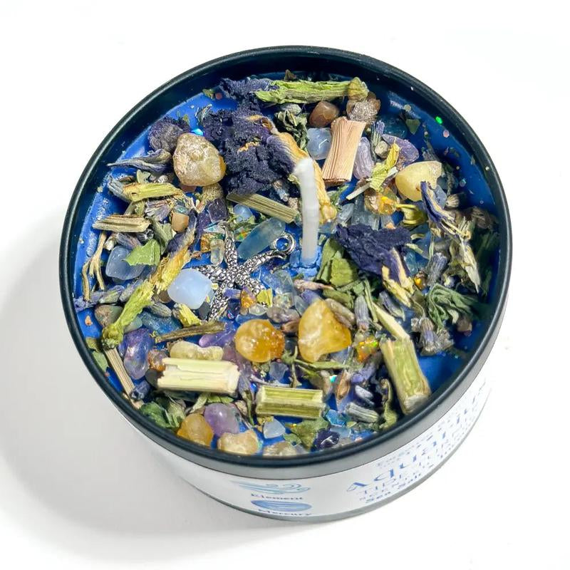 3Oz Zodiac Spell Candles with Herbs and Crystals Astrology Candle