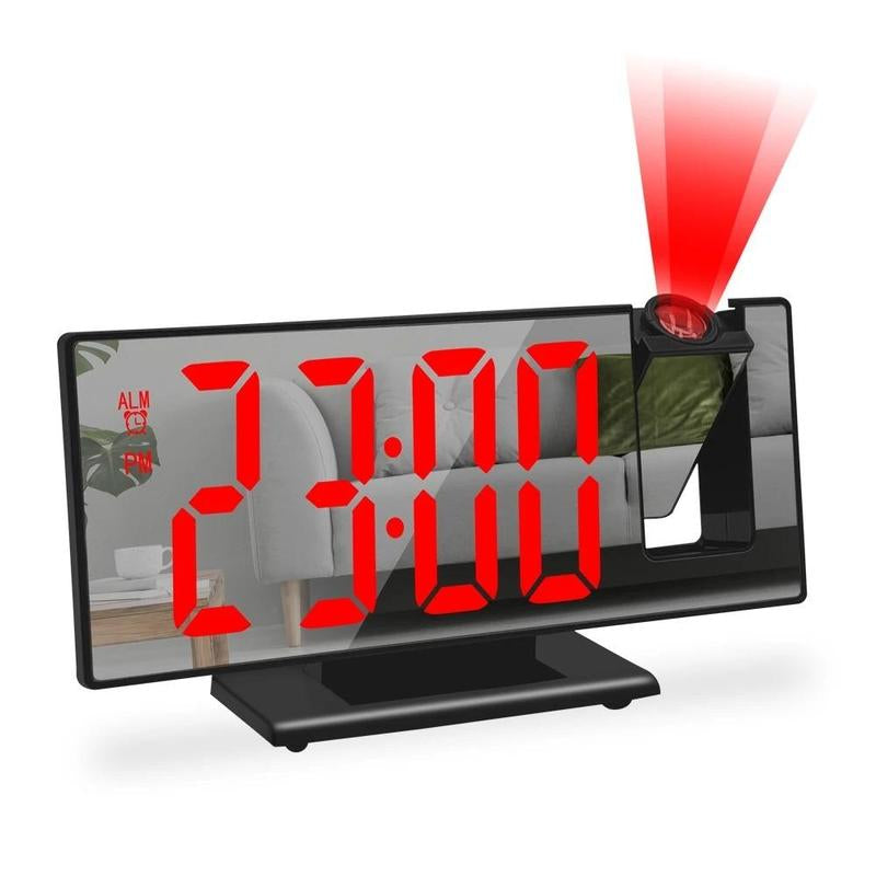 180° Arm Projection Alarm Clock, 1 Count USB Plug-In Digital Alarm Clock, Snooze Table Clock, 12/24H Projector Led Clock, Digital Clock, Home Decor