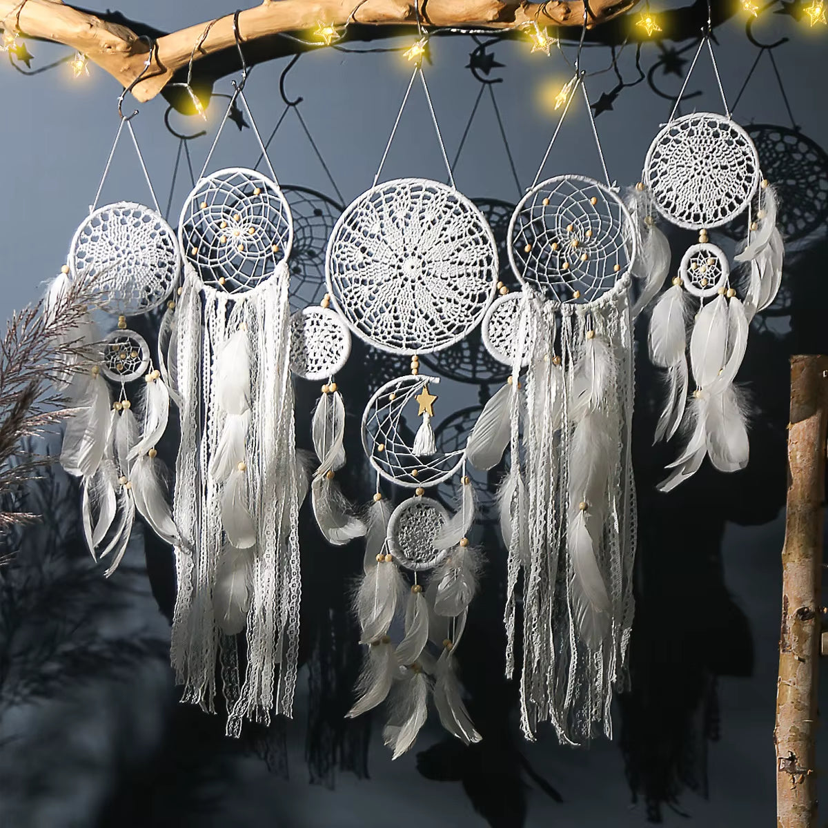5Pcs/Set Dream Catchers Boho Home Decor Macrame Dream Catchers Wall Hangings Moon Ramadan Baby Nordic Room Kids Nursery Ornament
