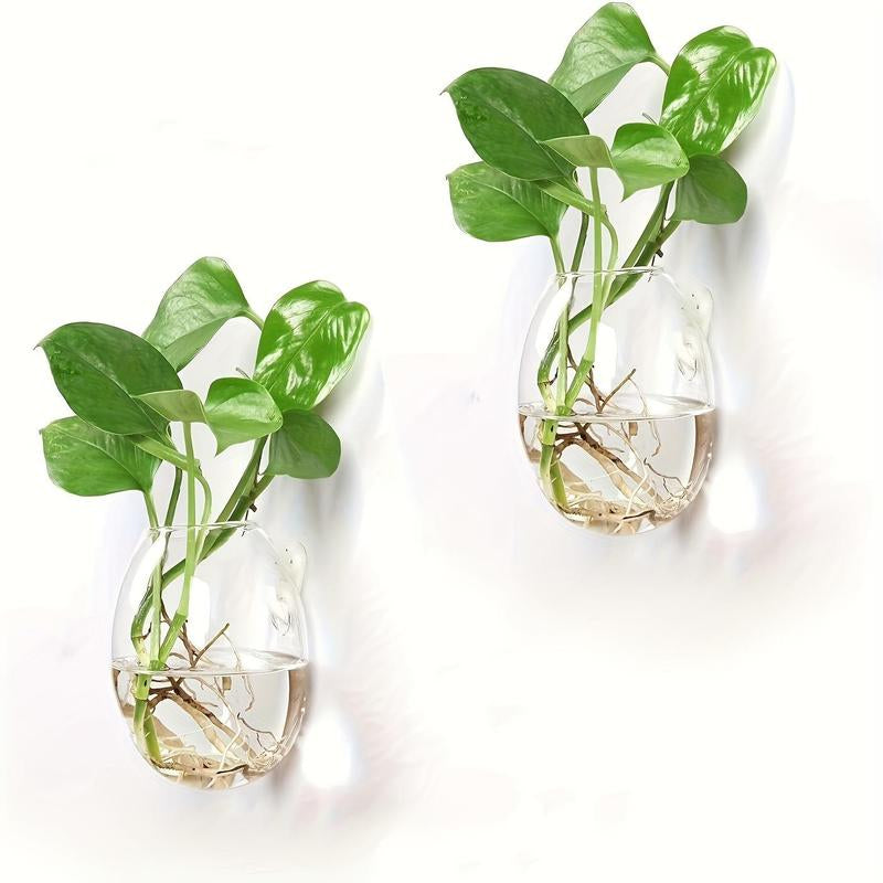 Creative Hydroponic Vase, 1/2/4 Counts Wall Mounted Glass Vase without Plant, Wall Hanging Vase for Home Office Balcony Dining Room Dormitory Decor, Terrarium