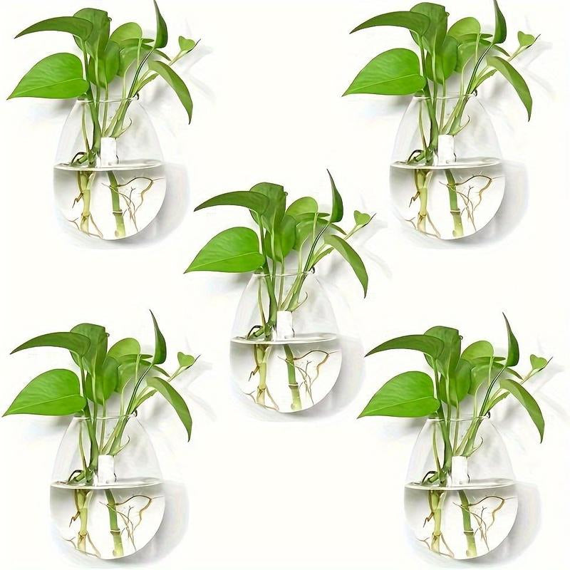 Creative Hydroponic Vase, 1/2/4 Counts Wall Mounted Glass Vase without Plant, Wall Hanging Vase for Home Office Balcony Dining Room Dormitory Decor, Terrarium