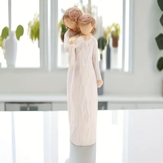 Mother and Daughter Hugging Resin Sculpture – Family Love Figurine