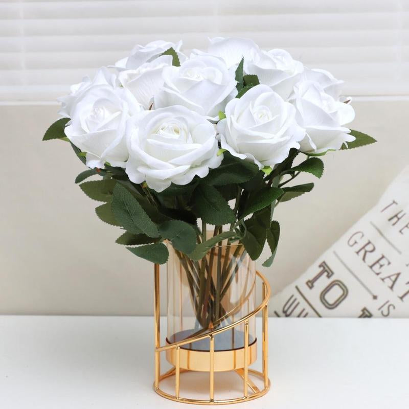 Artificial Rose Flowers - 12-Piece DIY Spring Decorative Bouquet for Wedding Centerpieces and Home Decor