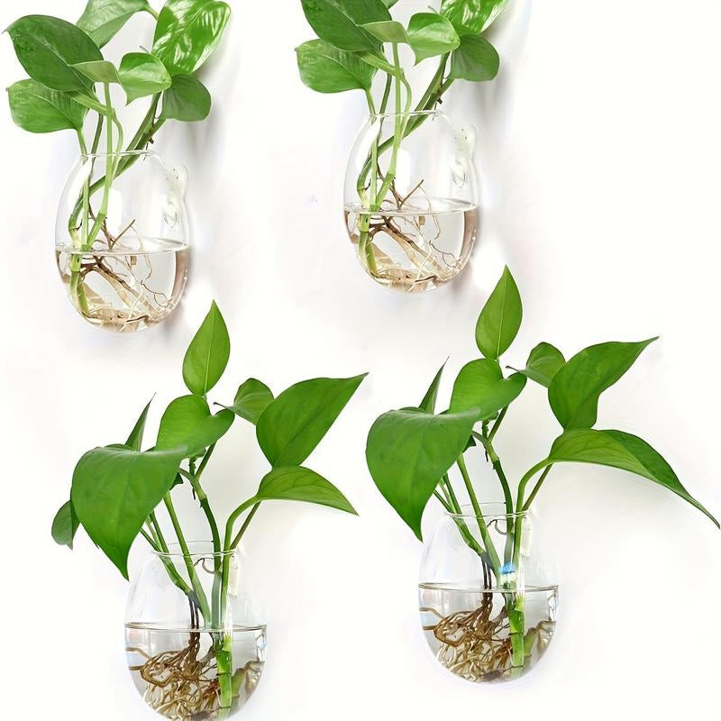 Creative Hydroponic Vase, 1/2/4 Counts Wall Mounted Glass Vase without Plant, Wall Hanging Vase for Home Office Balcony Dining Room Dormitory Decor, Terrarium