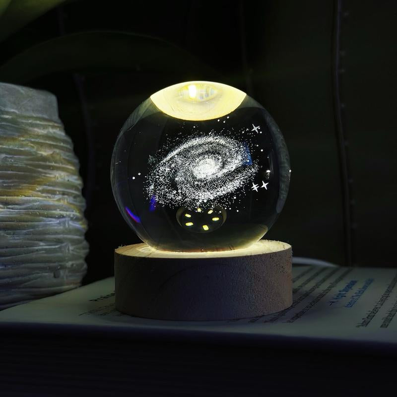 Astrale LED Crystal Space Lamp, Galaxy, Moon, Saturn, Solar System, Night Light, Desk Decoration, Gift Idea for Kids, Girlfriend, Boyfriend