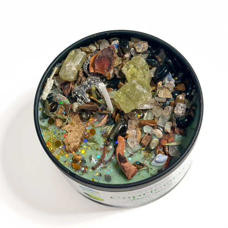 3Oz Zodiac Spell Candles with Herbs and Crystals Astrology Candle