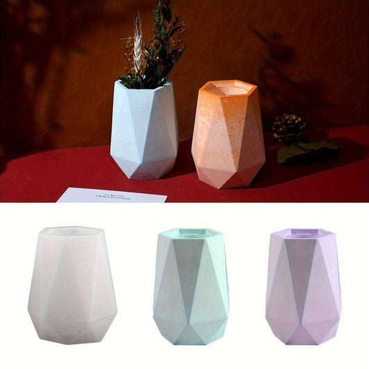 LEQU Diy6 Faceted Vase Silicone Mold Creative Shape Vase Storage Tray Pen Container Jewelry Box Beautiful Decoration