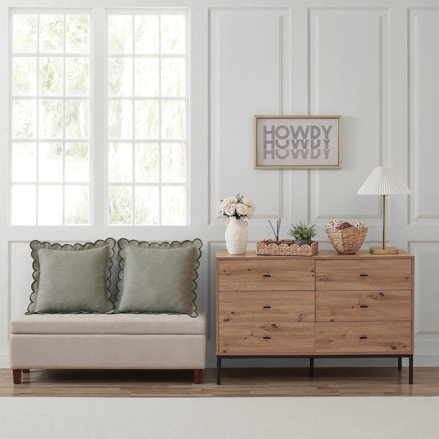 9" White Textured Ceramic Vase with Handles