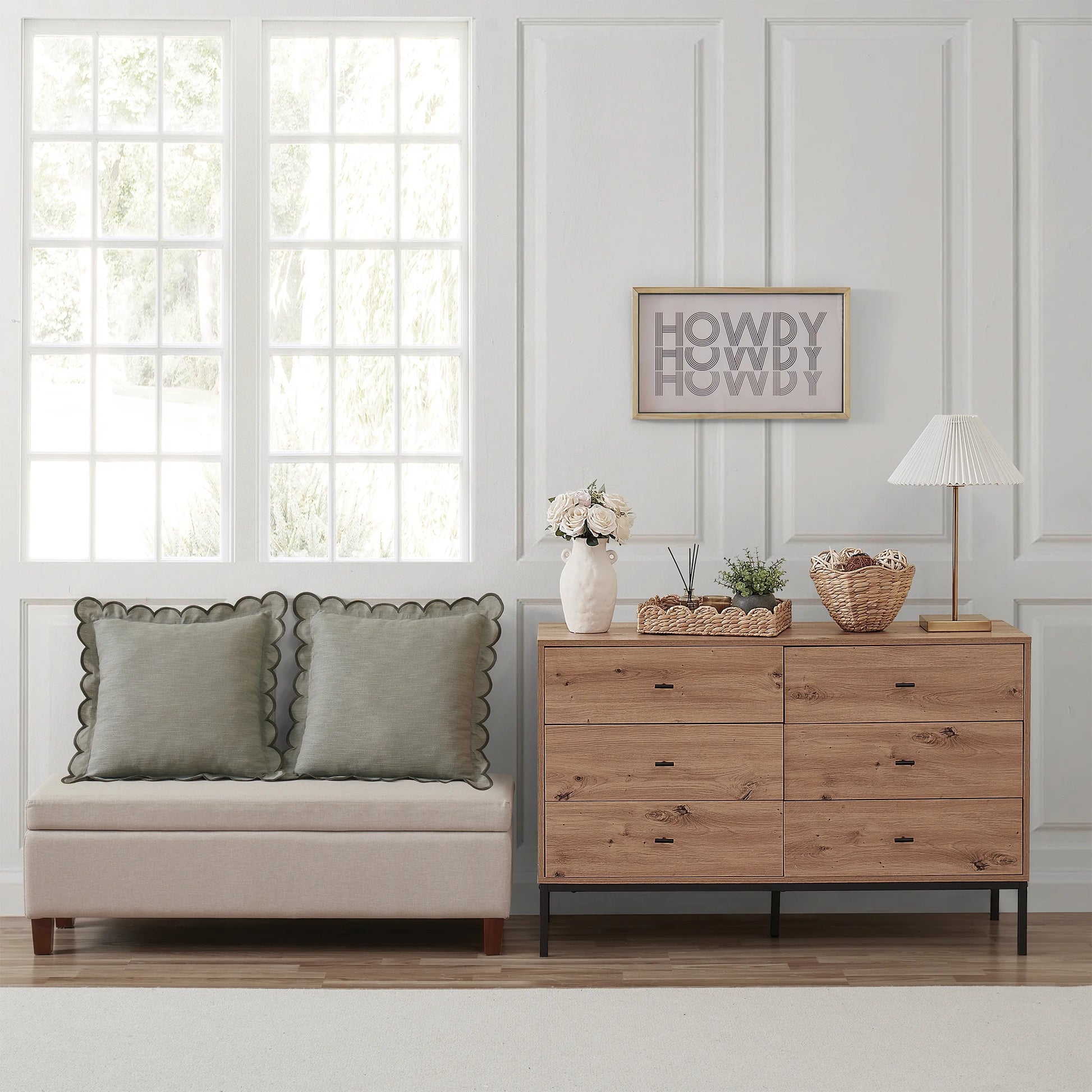 9" White Textured Ceramic Vase with Handles