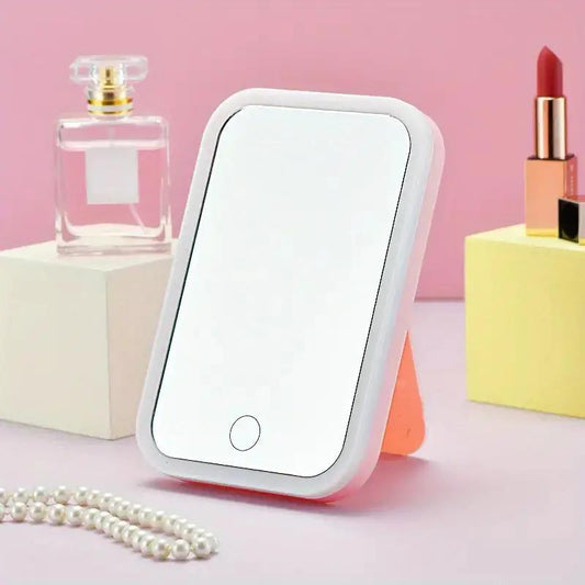 Portable Square Mirror with Led Light, Self Standing Makeup Mirror, Desktop Mirror, Room Mirror for Home, Modern Makeup Mirror, Vanity Mirror, Room Decor, Table Mirror, Durable