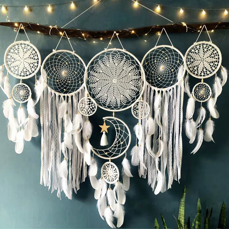 5Pcs/Set Dream Catchers Boho Home Decor Macrame Dream Catchers Wall Hangings Moon Ramadan Baby Nordic Room Kids Nursery Ornament