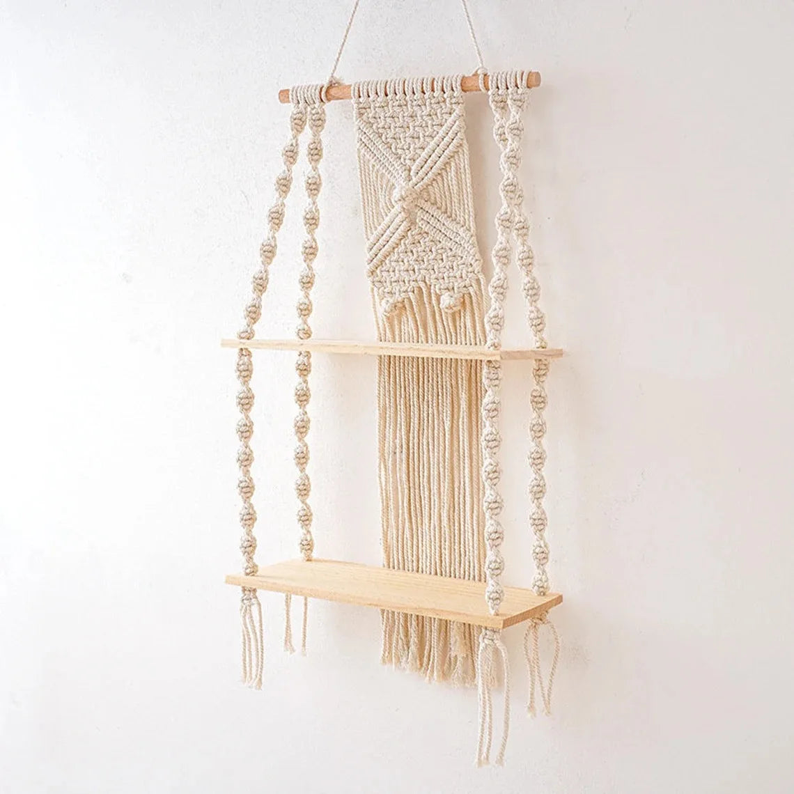 Macrame Wall Hanging Shelf Boho Home Decor Shelves on Wall Wood Decoration for Bedroom Living Room Nursery Christamas Gift