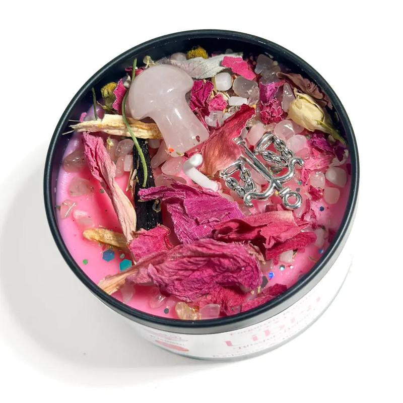 3Oz Zodiac Spell Candles with Herbs and Crystals Astrology Candle